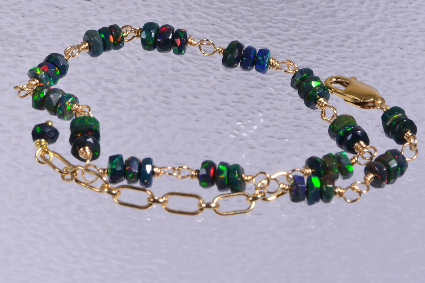 Black Opal Necklace, 14K Gold Filled Ethiopian Welo Opal Jewelry