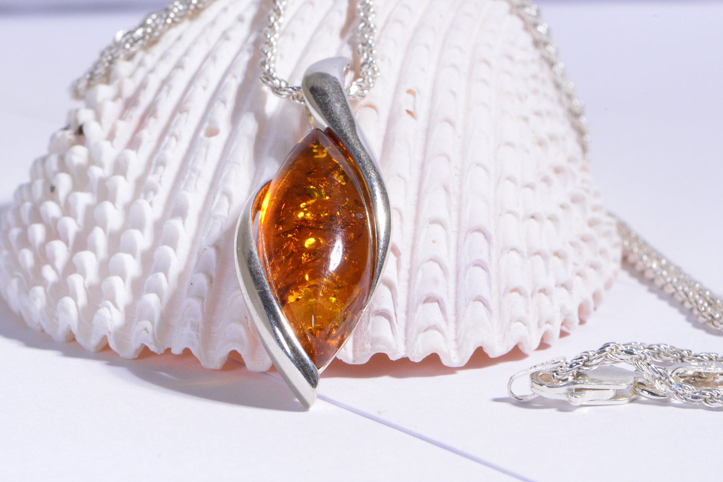 Baltic Amber Pendant, Sterling Silver, Handmade Honey Color Jewelry