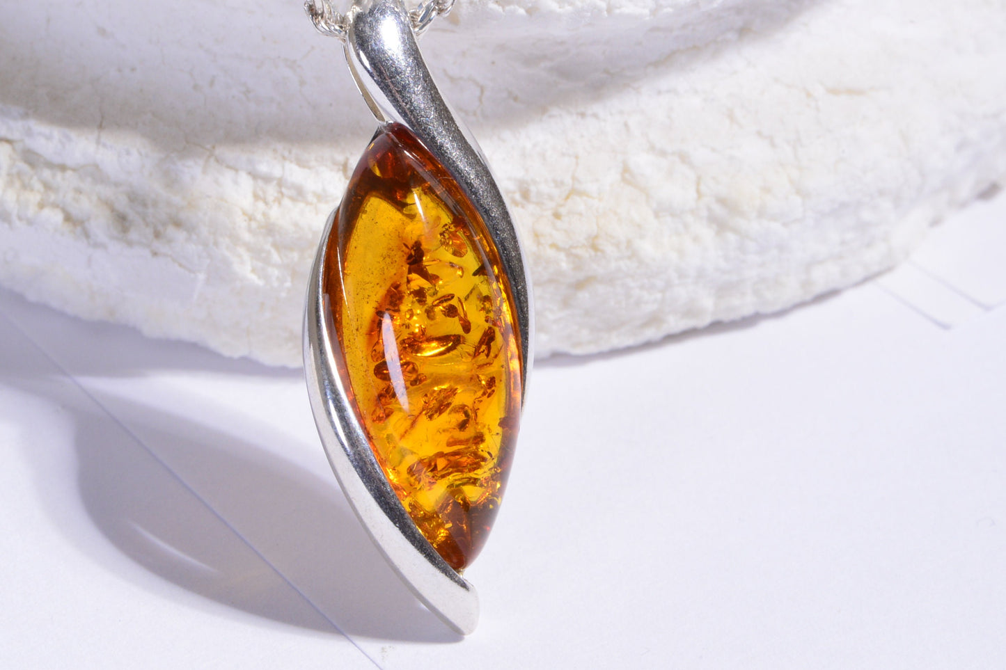 Baltic Amber Pendant, Sterling Silver, Handmade Honey Color Jewelry