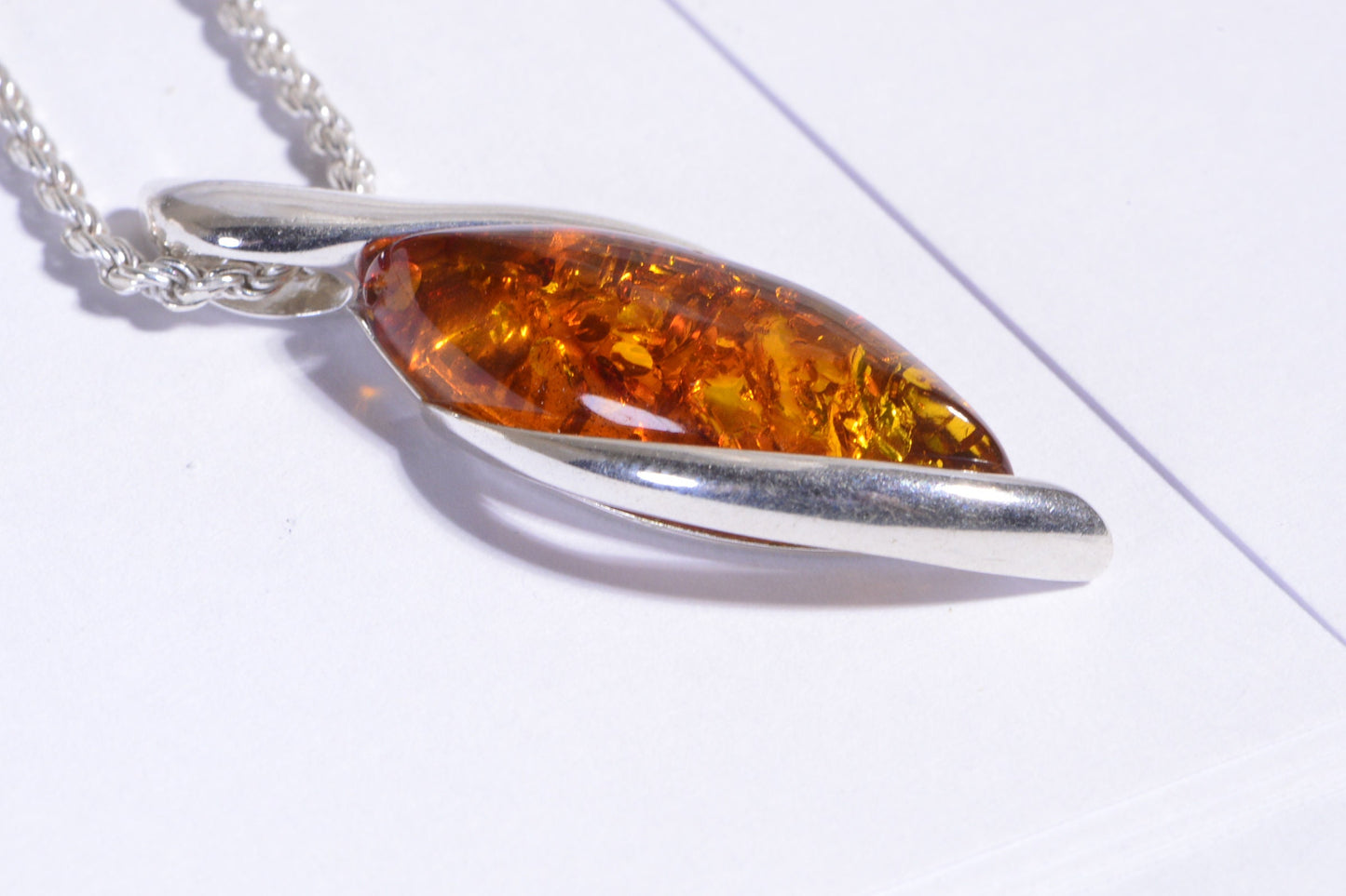 Baltic Amber Pendant, Sterling Silver, Handmade Honey Color Jewelry