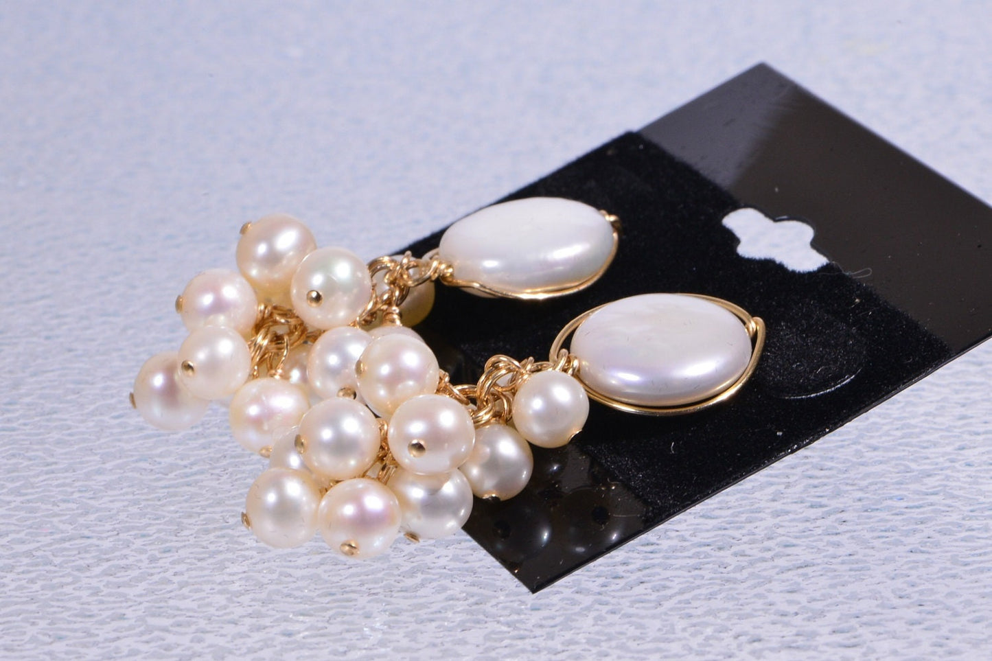 Freshwater Pearl Cluster Earrings, 14K Gold Filled Dangle Studs
