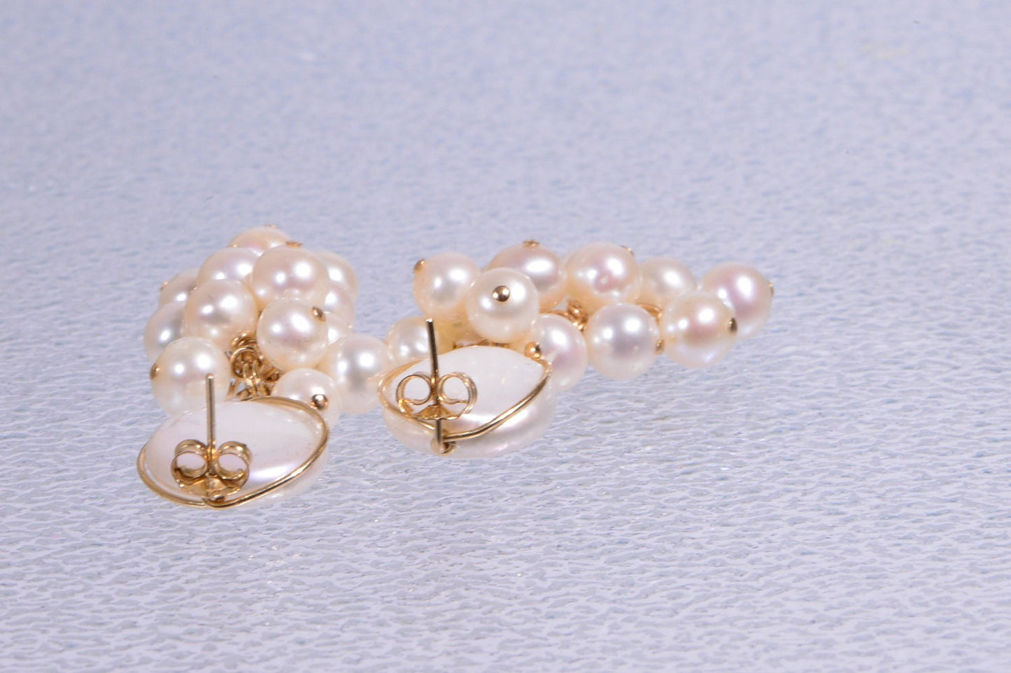 Freshwater Pearl Cluster Earrings, 14K Gold Filled Dangle Studs
