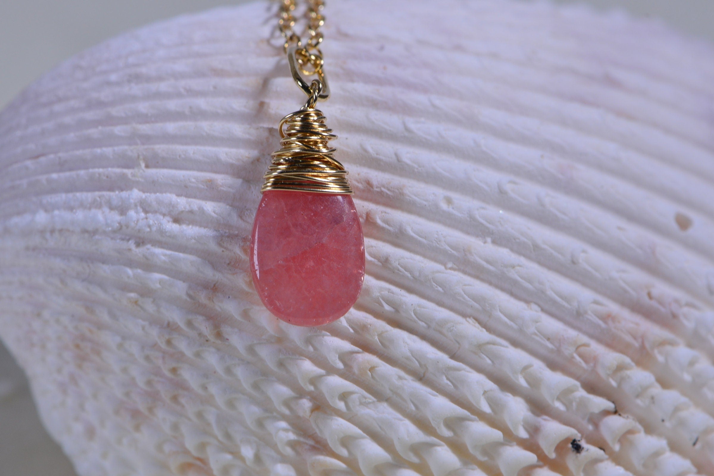 Rhodochrosite Teardrops Wire Wrapped on 14K gold filled Natural Gemstone Beads Jewelry Making Supplies