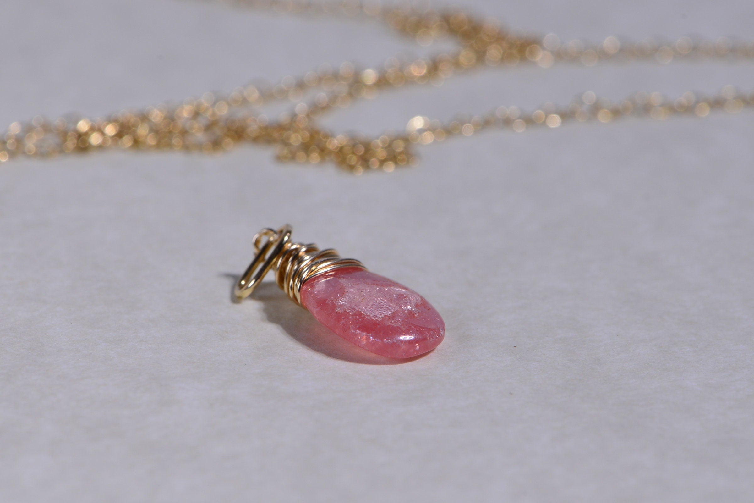 Rhodochrosite Teardrops Wire Wrapped on 14K gold filled Natural Gemstone Beads Jewelry Making Supplies