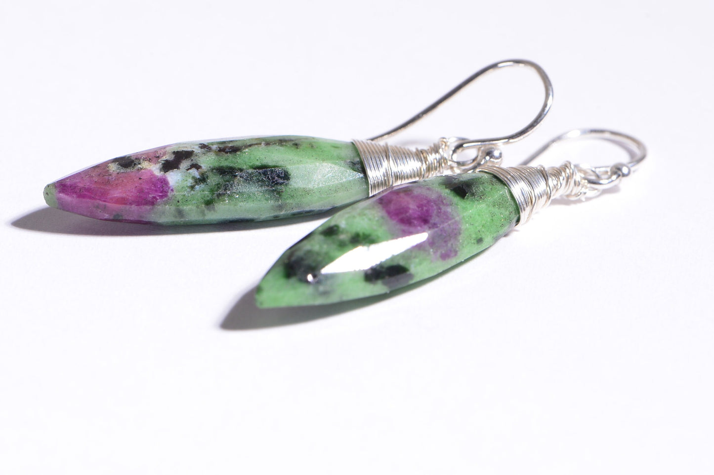 Zoisite Ruby Earrings Long Teardrop Earrings Natural Gemstone February Jewelry