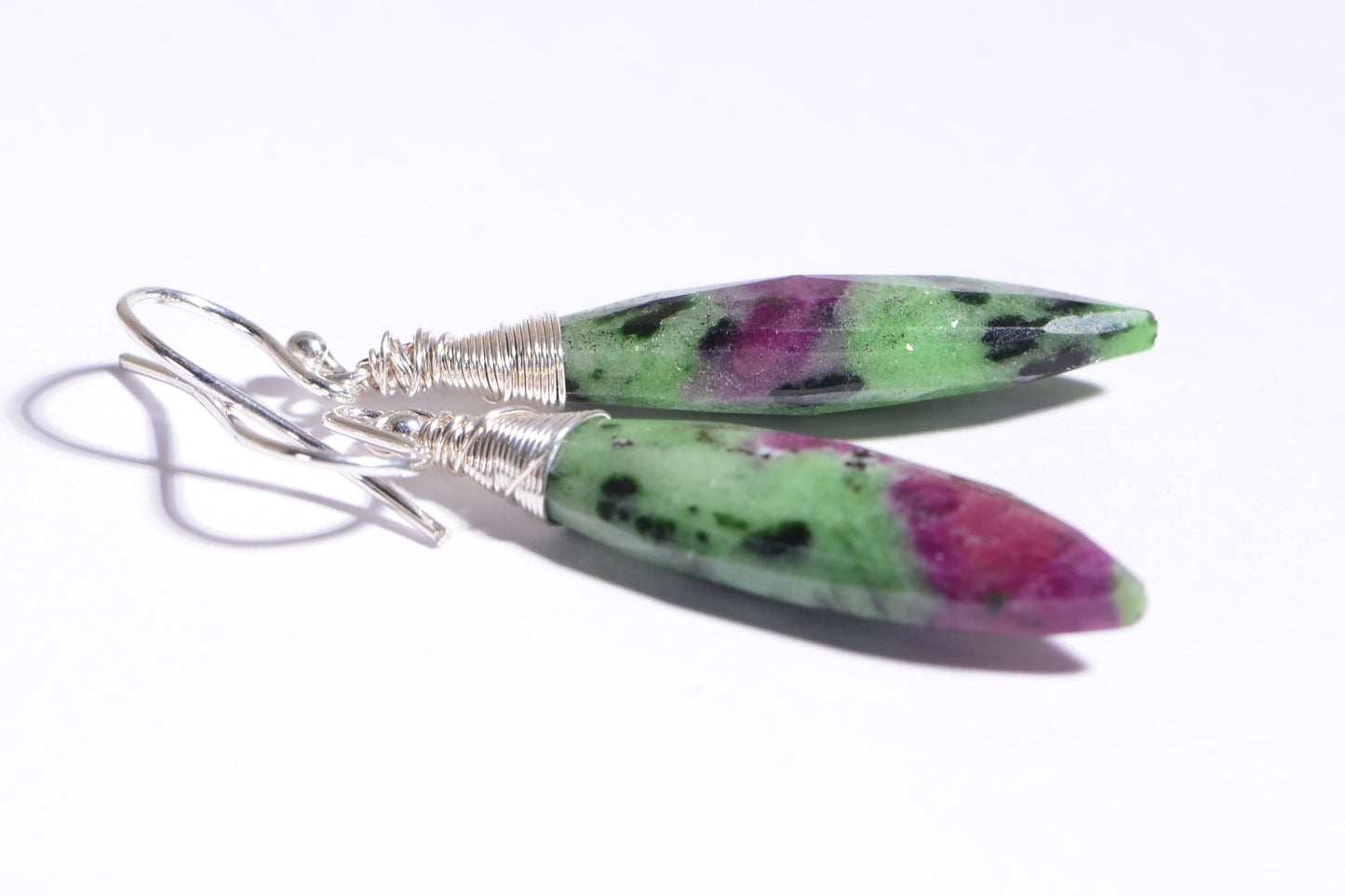 Zoisite Ruby Earrings Long Teardrop Earrings Natural Gemstone February Jewelry