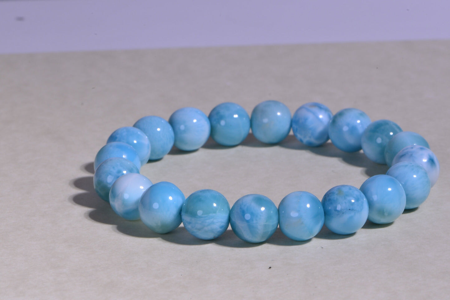 AAA Larimar Bracelet: 10mm Dominican Gemstone Stretch Jewelry
