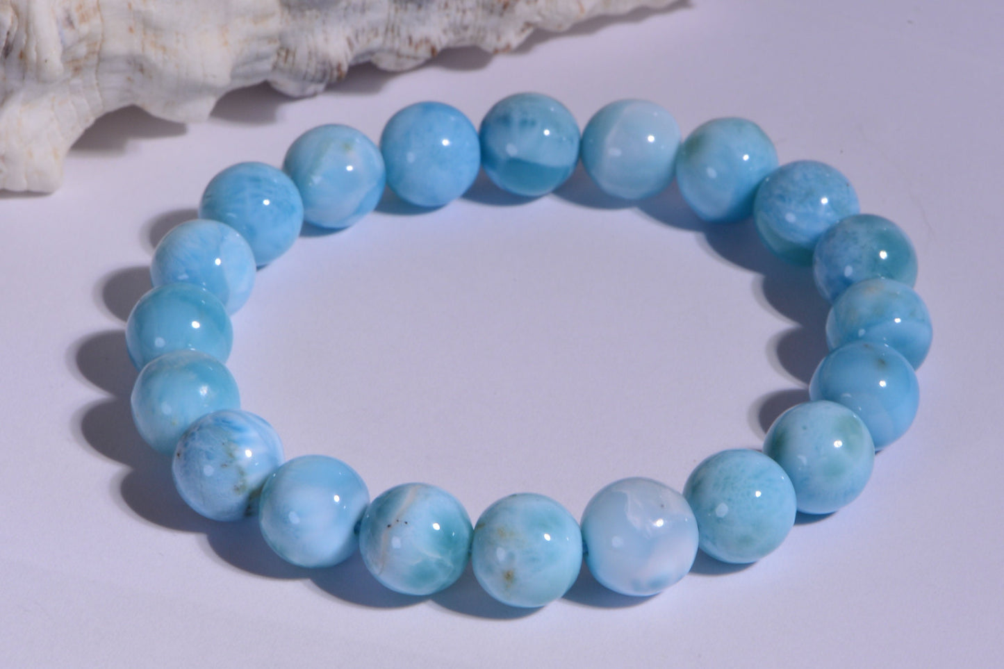 AAA Larimar Bracelet: 10mm Dominican Gemstone Stretch Jewelry