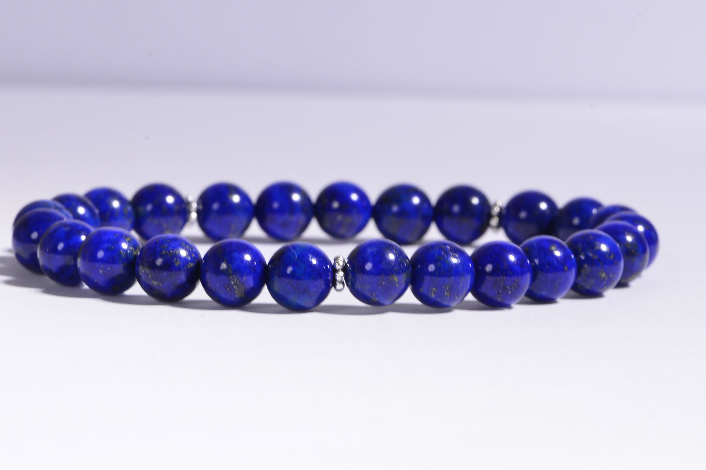 AAA Lapis Lazuli Stretch Bracelet, Sterling Silver, Blue Gemstone