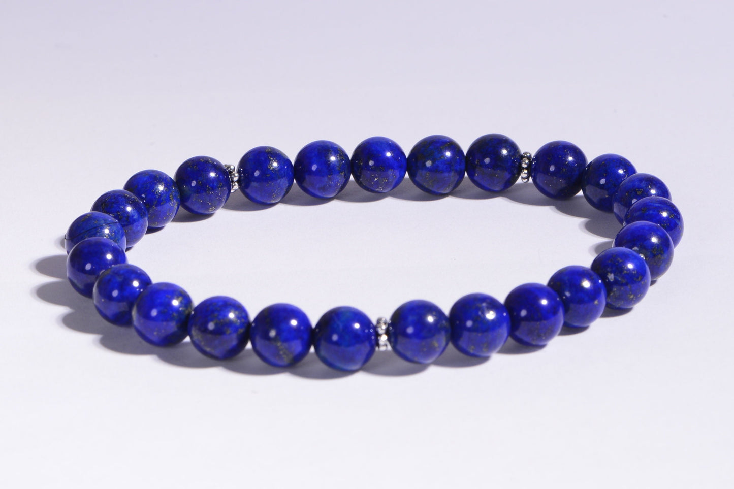 AAA Lapis Lazuli Stretch Bracelet, Sterling Silver, Blue Gemstone
