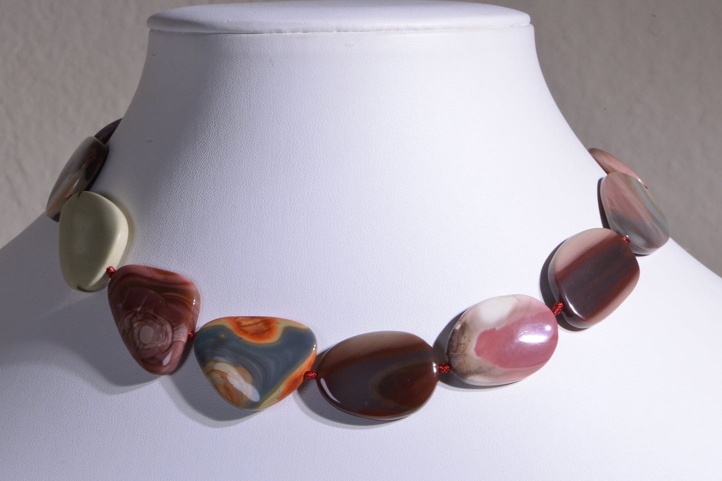 Imperial Jasper Choker: Sterling Silver Filigree Heart Toggle, 16 Inch
