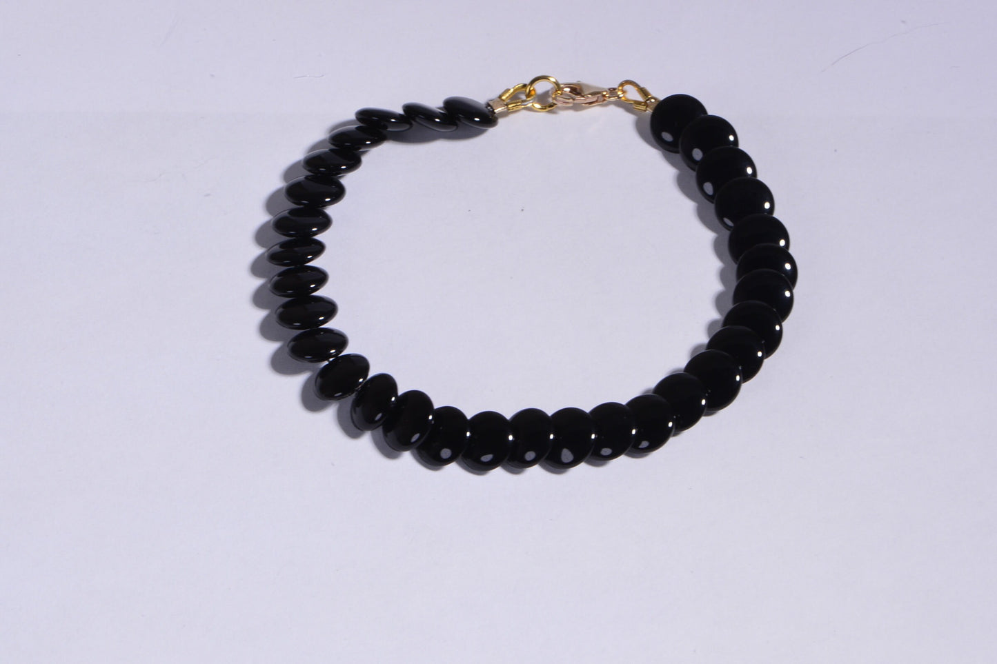 Black Onyx Coin Bracelet, 14K Gold Filled Clasp