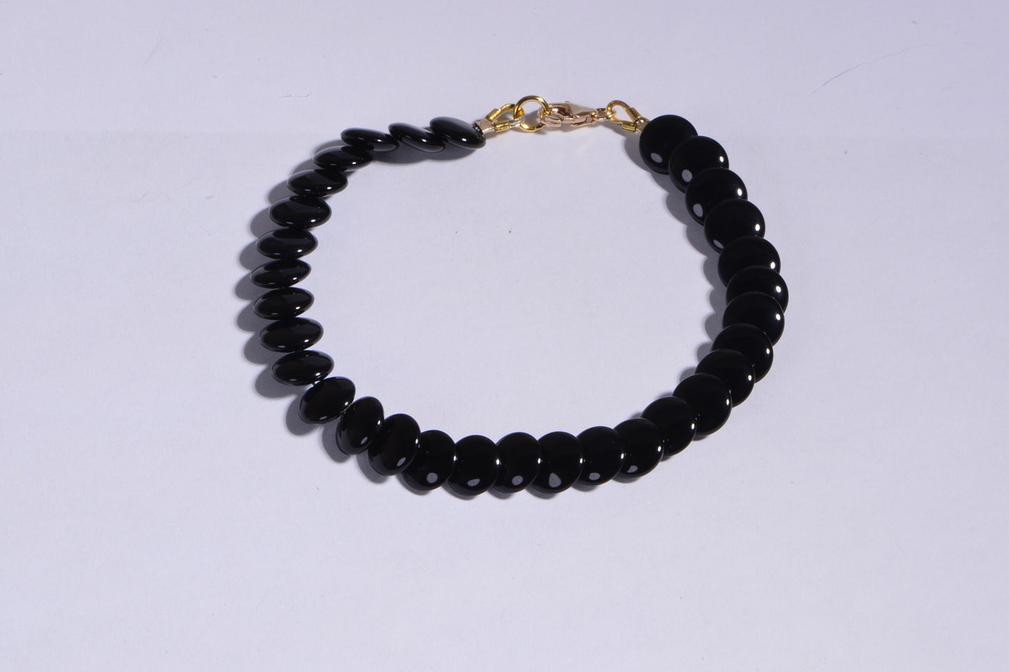 Black Onyx Coin Bracelet, 14K Gold Filled Clasp