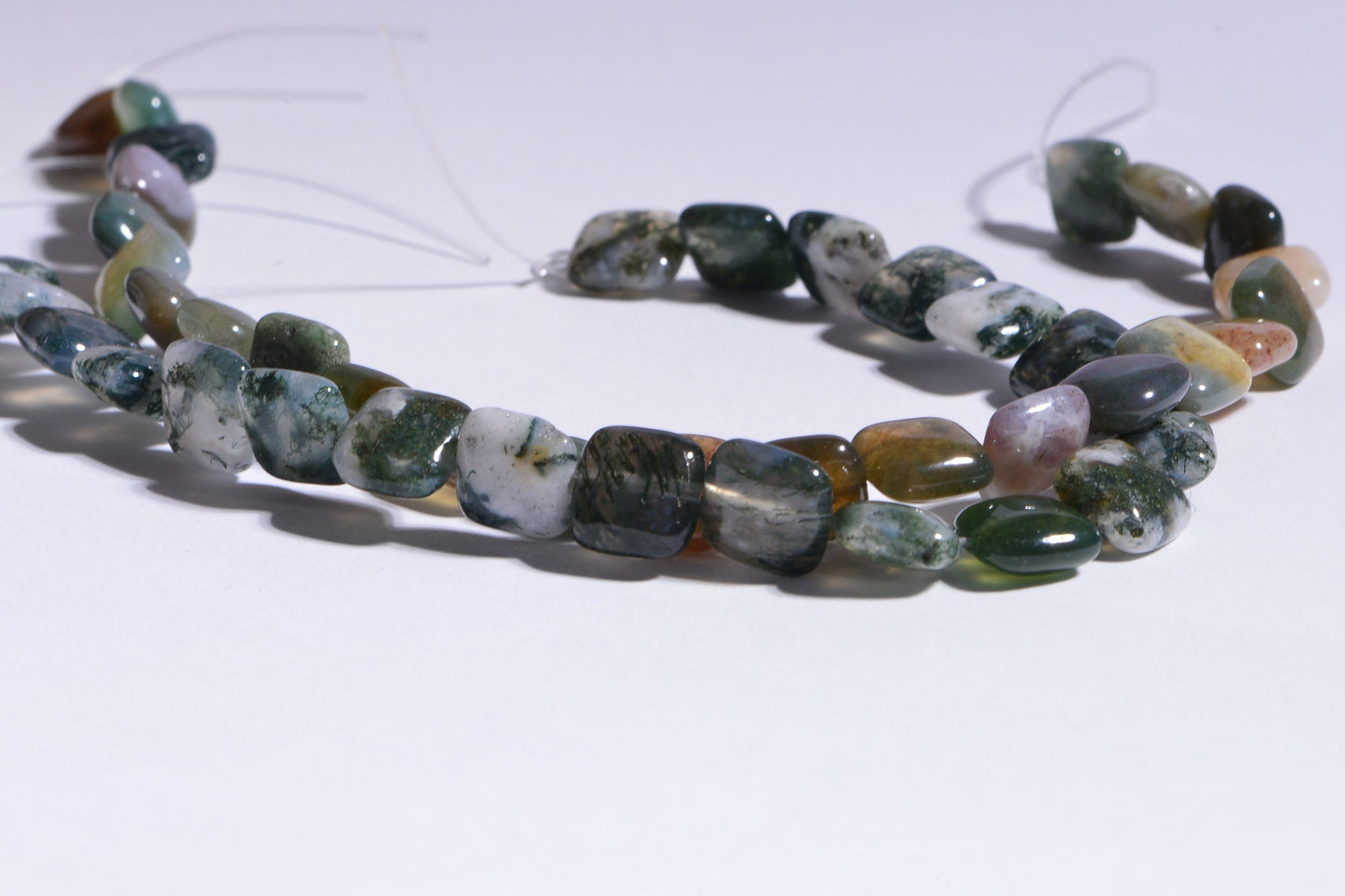 8mm Cushion Moss Agate Beads: Natural Gemstone Jewelry Supplies