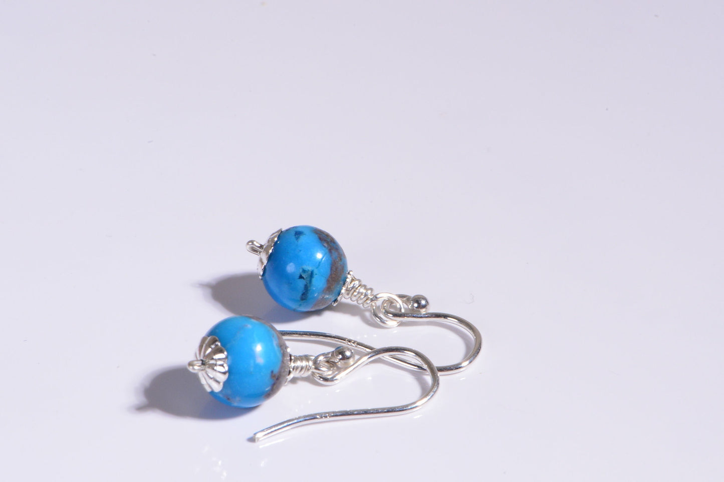 Sleeping Beauty Turquoise Sterling Silver Dangle Earrings