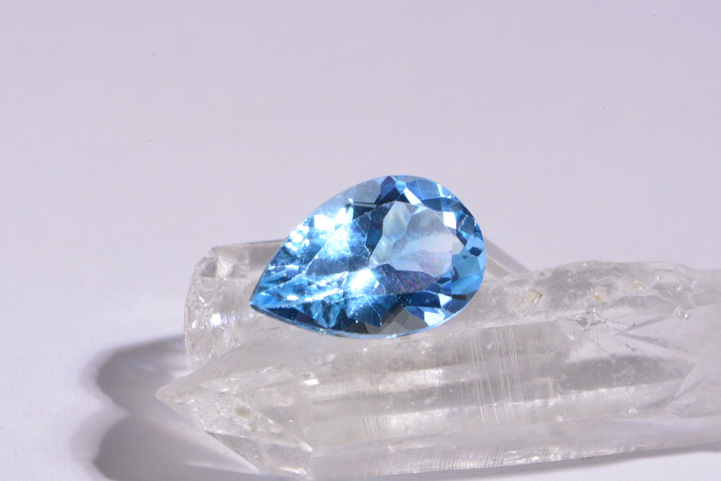 14mm Blue Topaz Pear Cut Cab for Ring Blue Teardrop Gems Faceted  Gemstone Cabochons