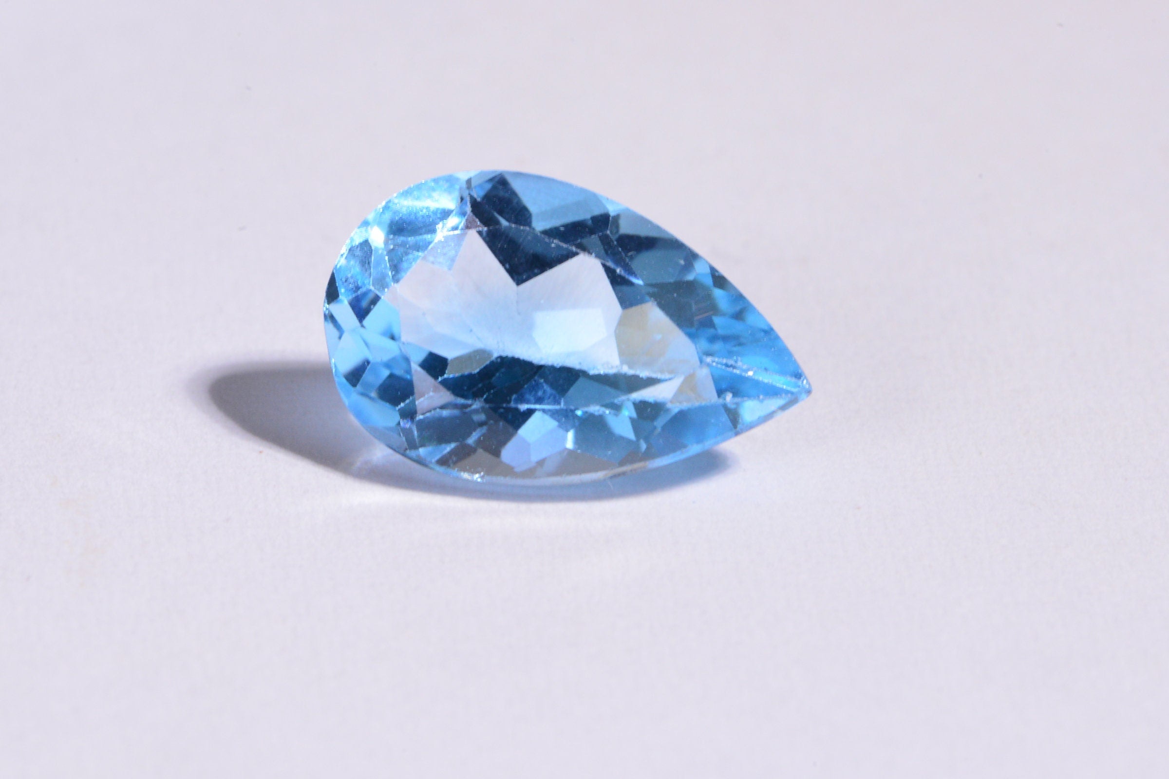 14mm Blue Topaz Pear Cut Cab for Ring Blue Teardrop Gems Faceted  Gemstone Cabochons
