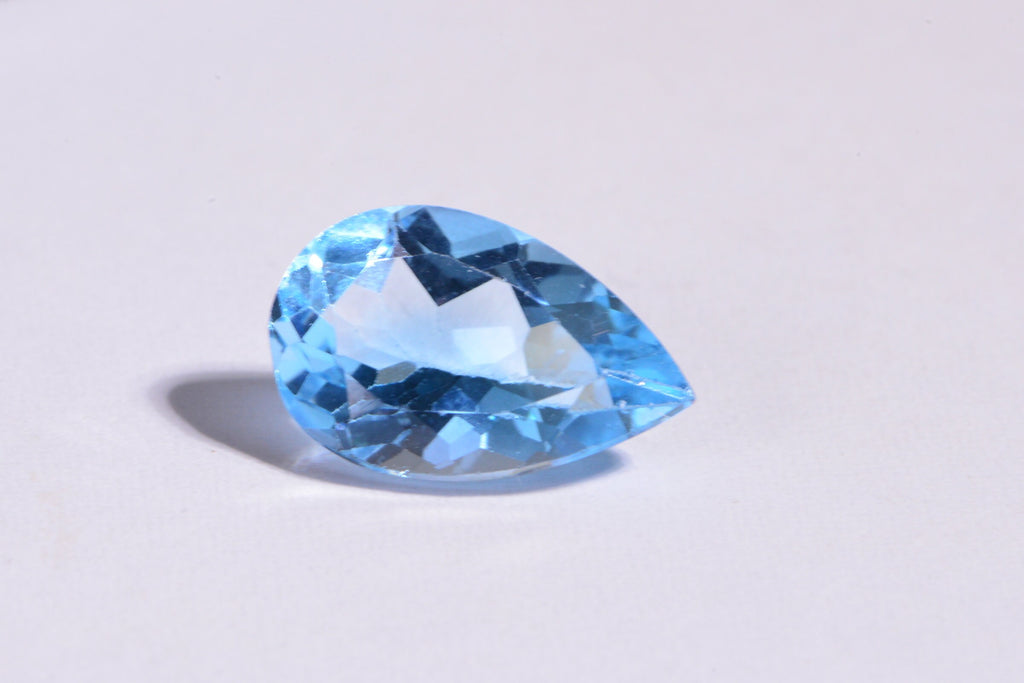 14mm Blue Topaz Pear Cut Cab for Ring Blue Teardrop Gems Faceted  Gemstone Cabochons