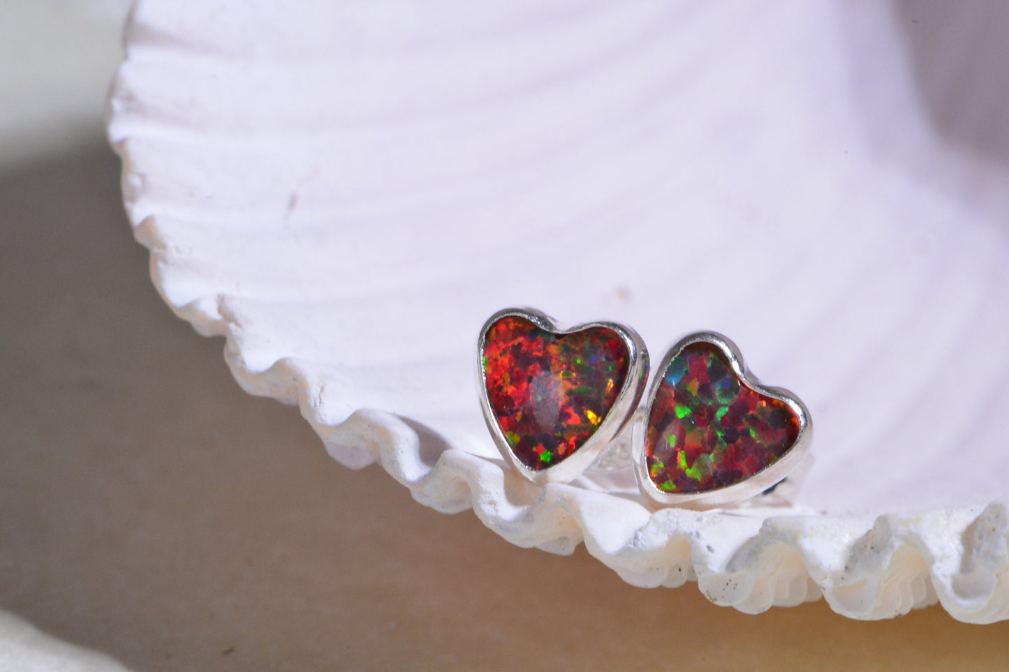 Fire Opal Stud Earrings: 925 Silver Orange Green Jewelry