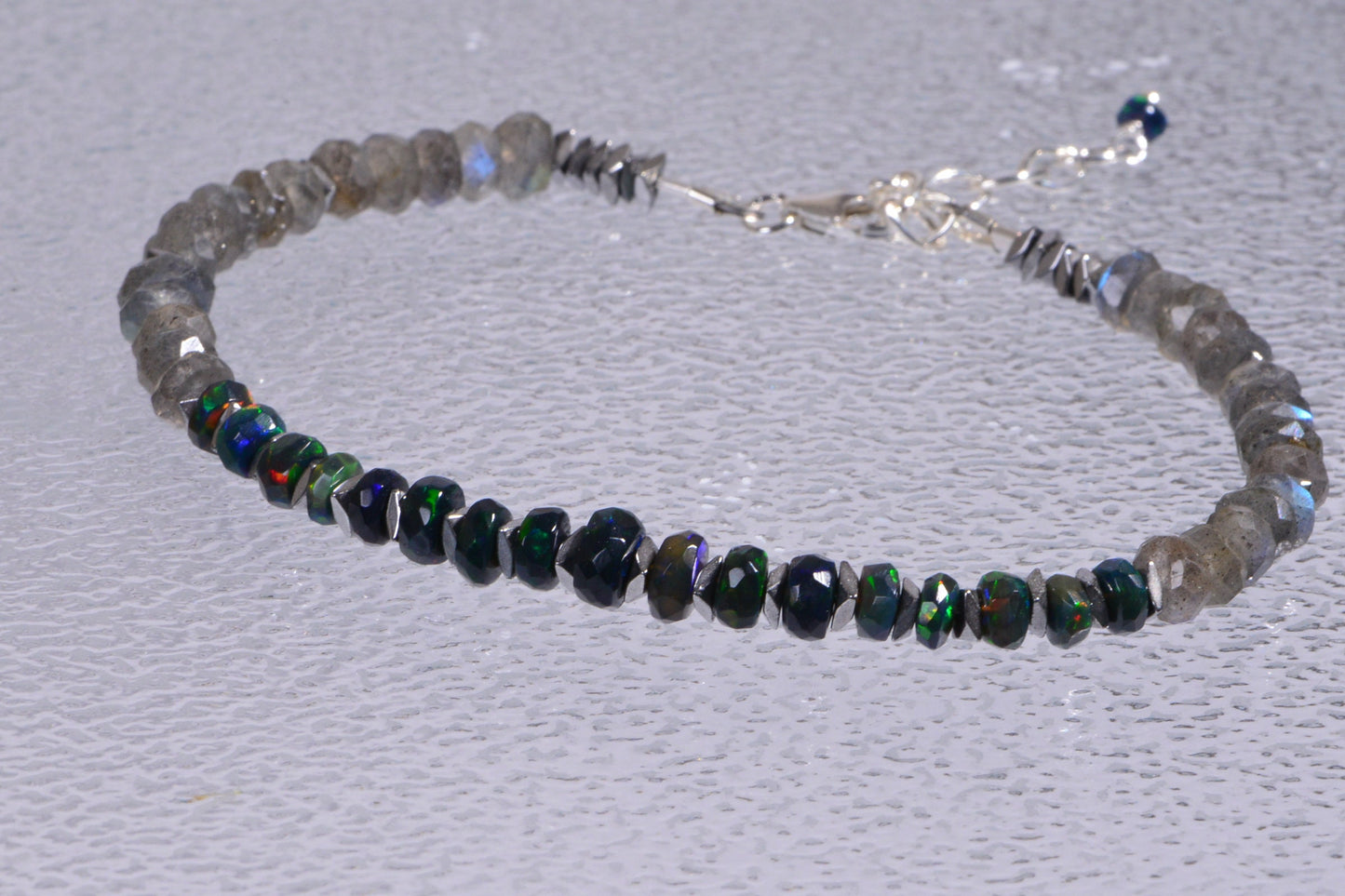 Ethiopian Welo Opal Bracelet with Labradorite & Sterling Silver