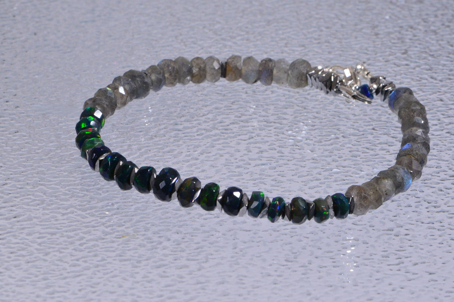 Ethiopian Welo Opal Bracelet with Labradorite & Sterling Silver