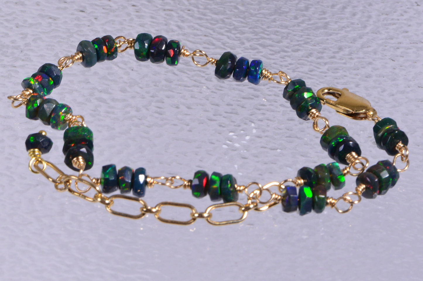 Black Opal Necklace, 14K Gold Filled Ethiopian Welo Opal Jewelry