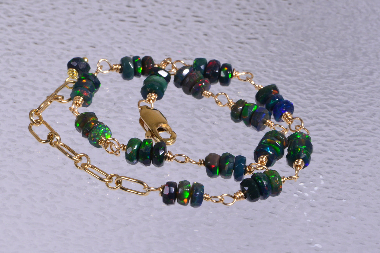 Black Opal Necklace, 14K Gold Filled Ethiopian Welo Opal Jewelry
