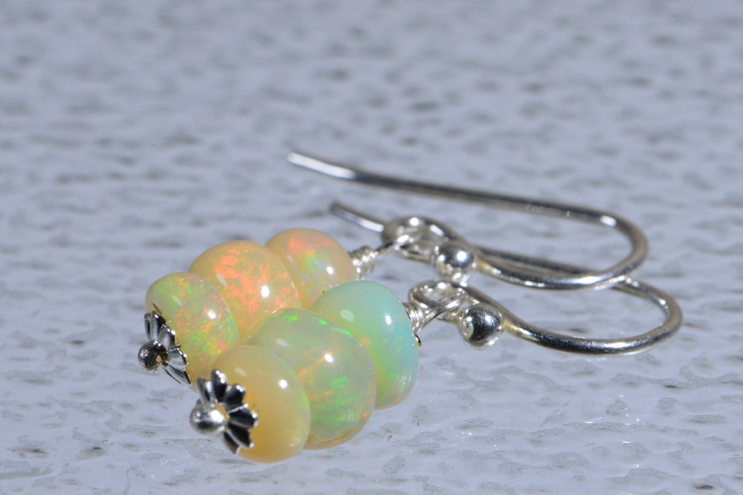 Ethiopian Welo Opal Sterling Silver Earrings, October Birthstone