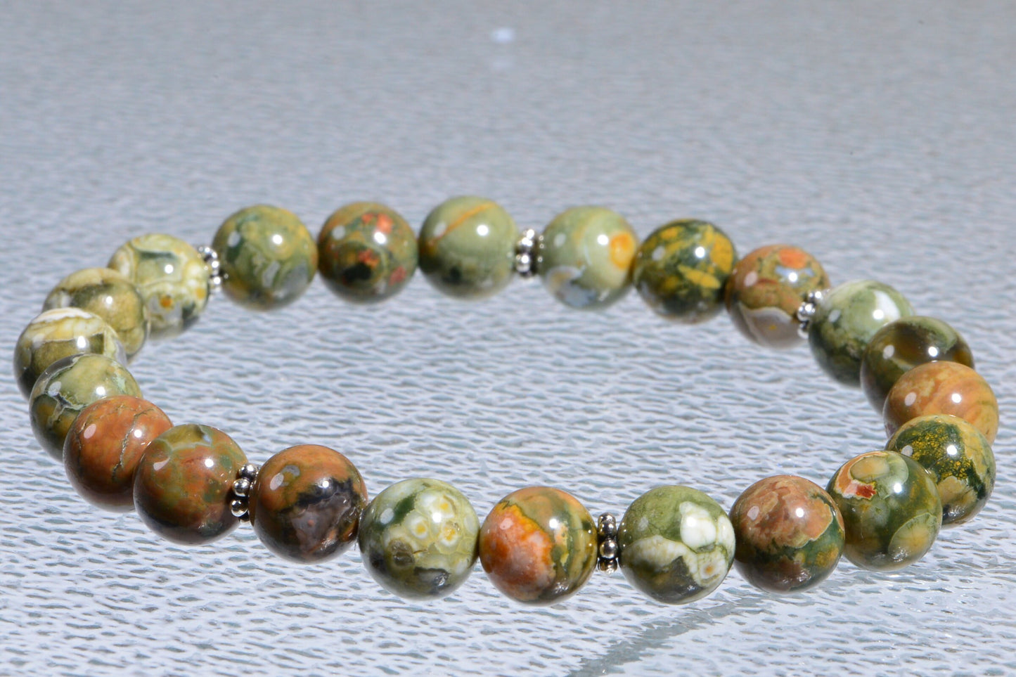 Rainforest Jasper Bracelet with Sterling Silver Accents