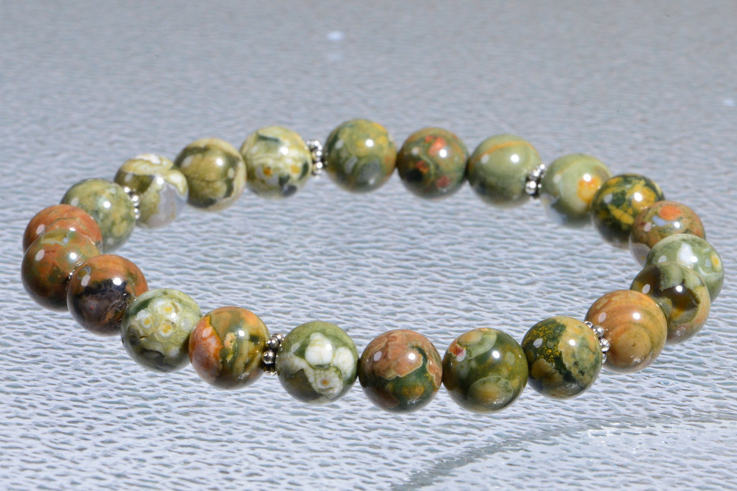 Rainforest Jasper Bracelet with Sterling Silver Accents