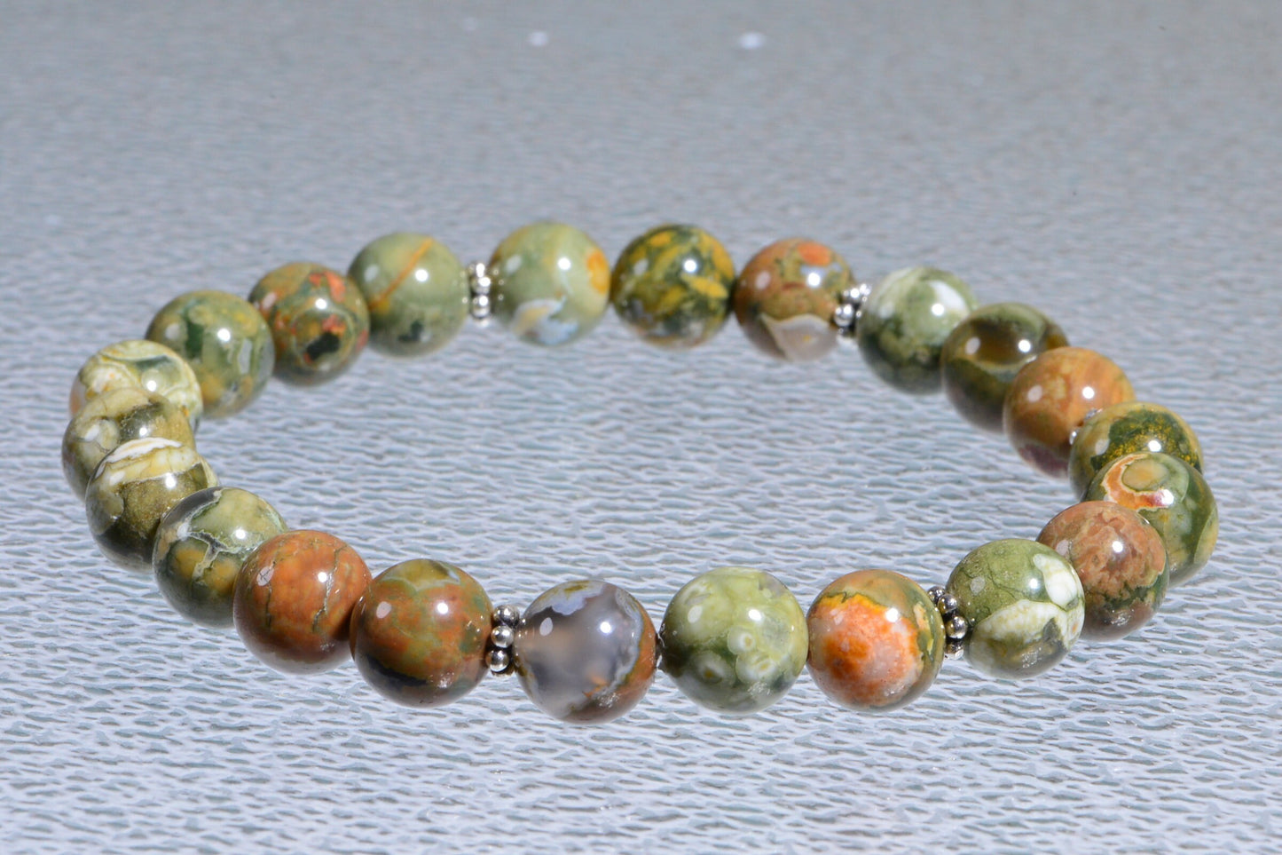 Rainforest Jasper Bracelet with Sterling Silver Accents