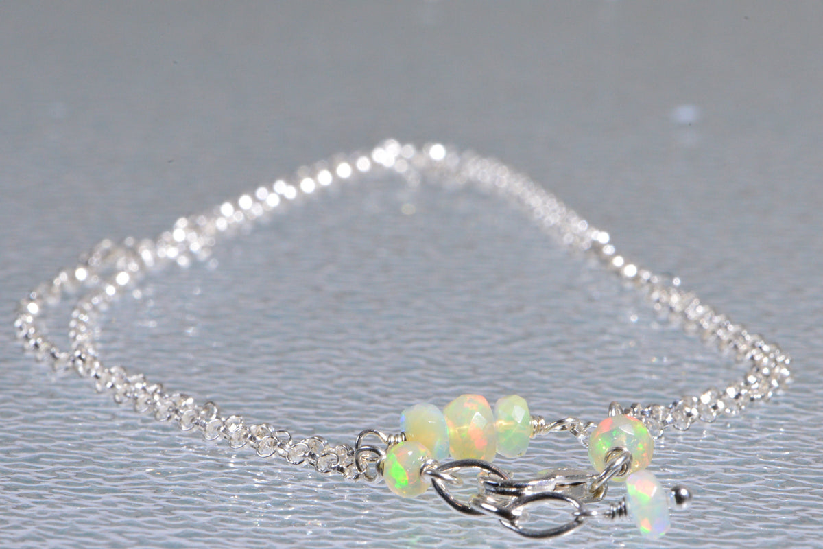 Welo Opal Choker: Sterling Silver Ethiopian Opal Necklace