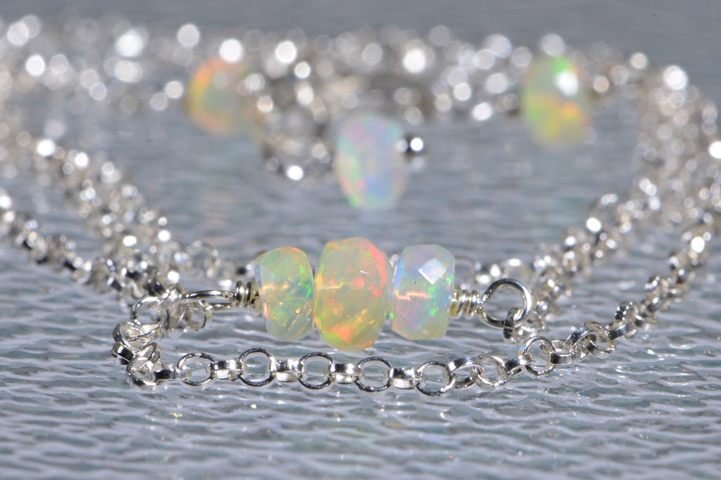 Welo Opal Choker: Sterling Silver Ethiopian Opal Necklace
