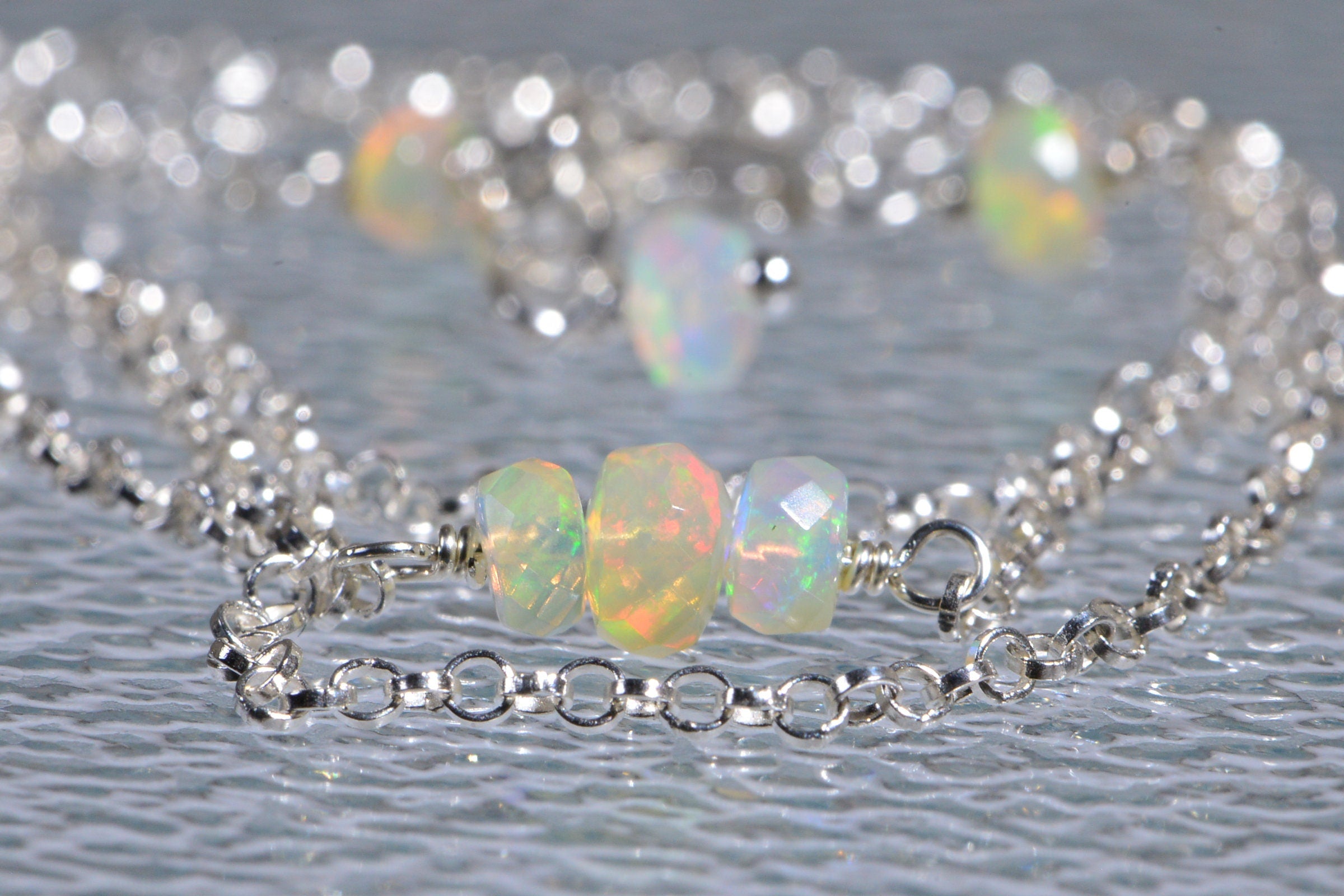 Welo Opal Choker: Sterling Silver Ethiopian Opal Necklace