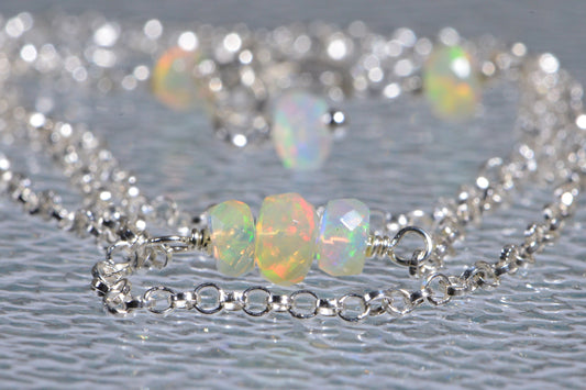 Welo Opal Choker: Sterling Silver Ethiopian Opal Necklace