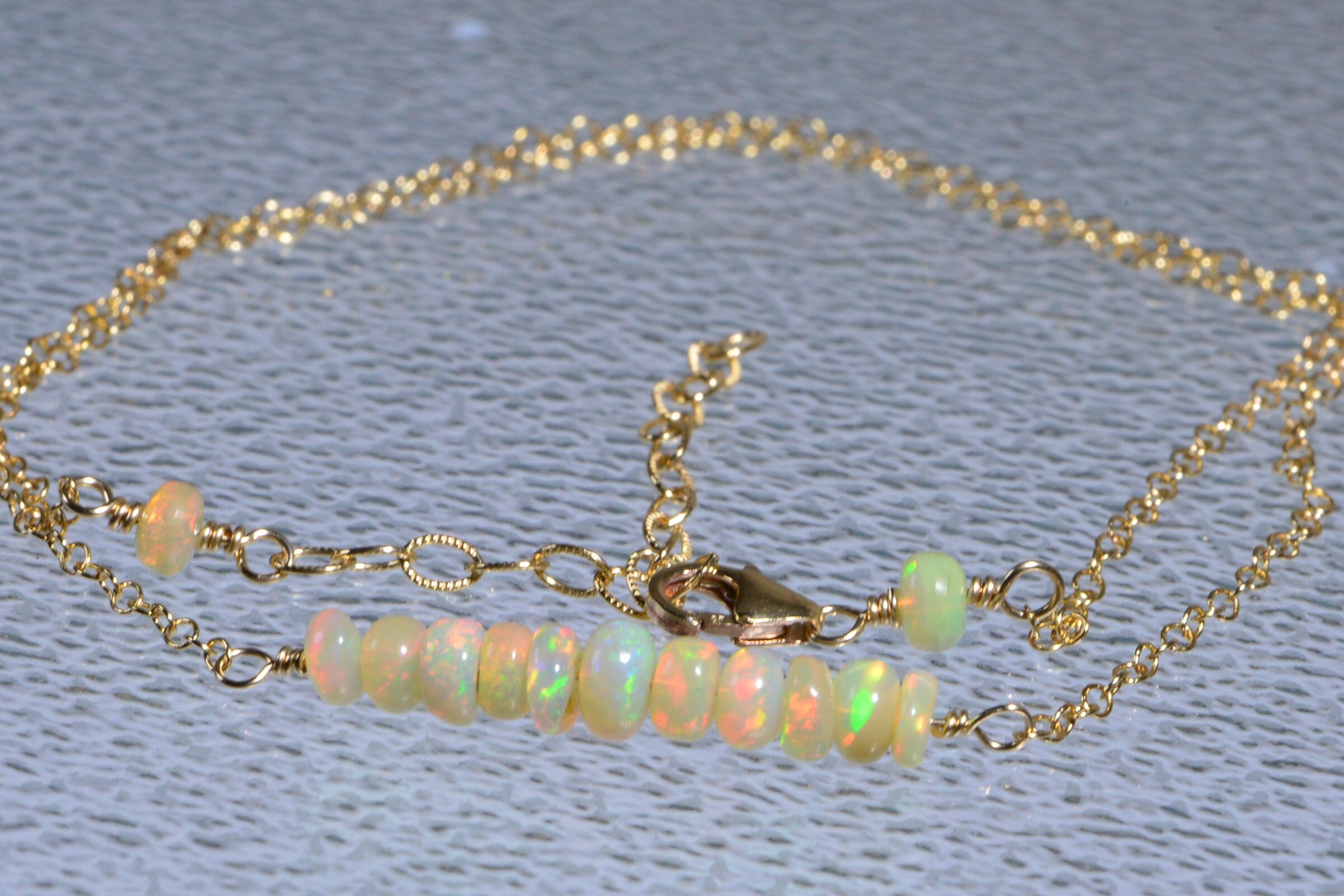 Ethiopian Opal Necklace: 14k Gold Filled Chain, Natural Gemstone