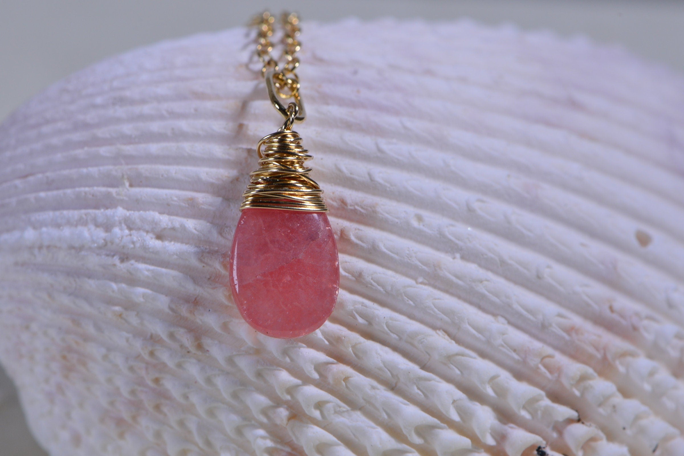 Rhodochrosite Teardrops Wire Wrapped on 14K gold filled Natural Gemstone Beads Jewelry Making Supplies