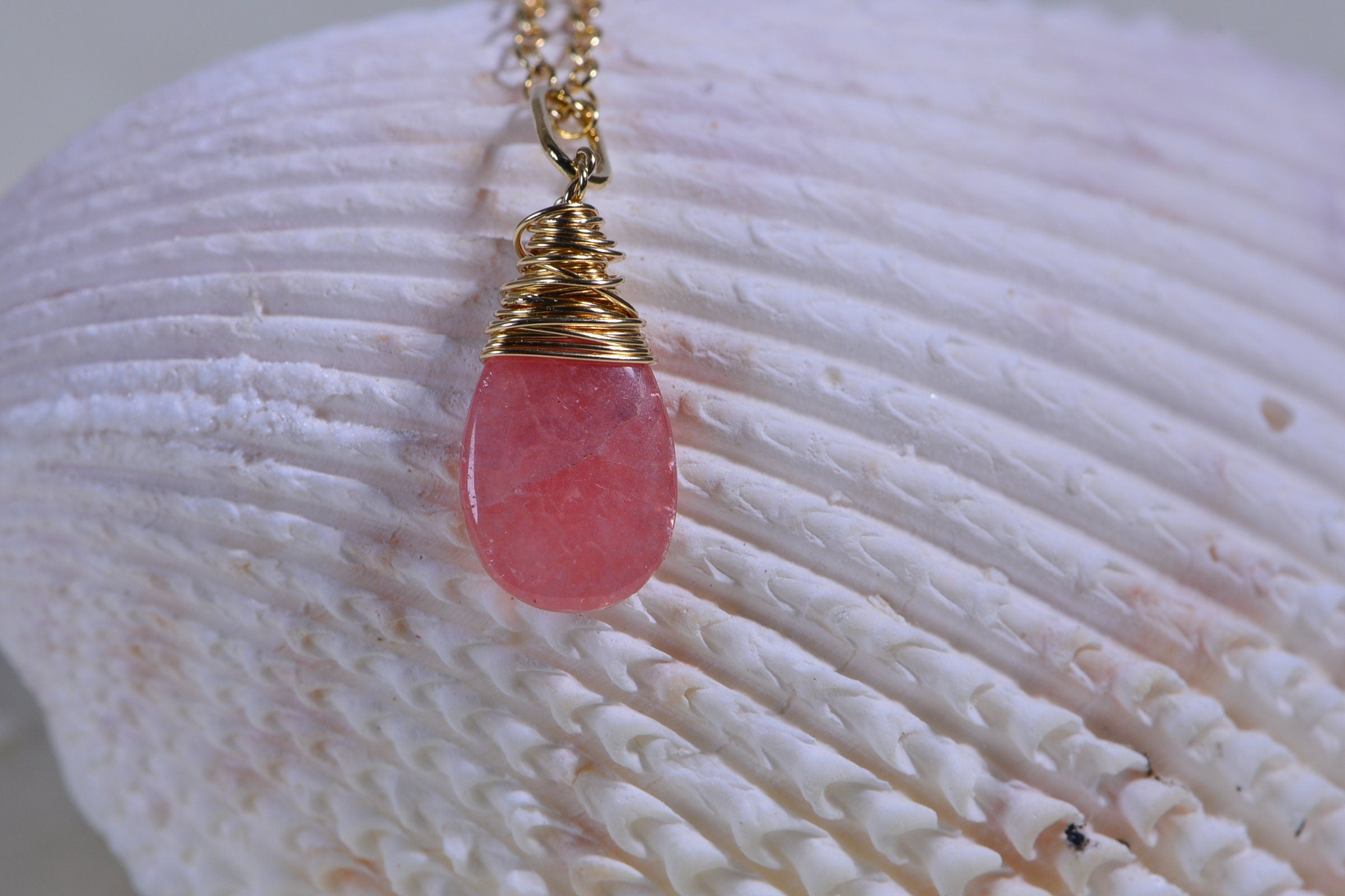 Rhodochrosite Teardrops Wire Wrapped on 14K gold filled Natural Gemstone Beads Jewelry Making Supplies