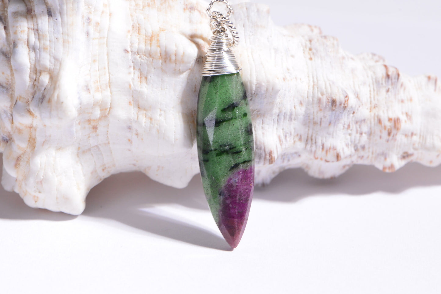 Ruby Zoisite Marquise Pendant, 14K Gold Filled Wire Wrapped Gemstone