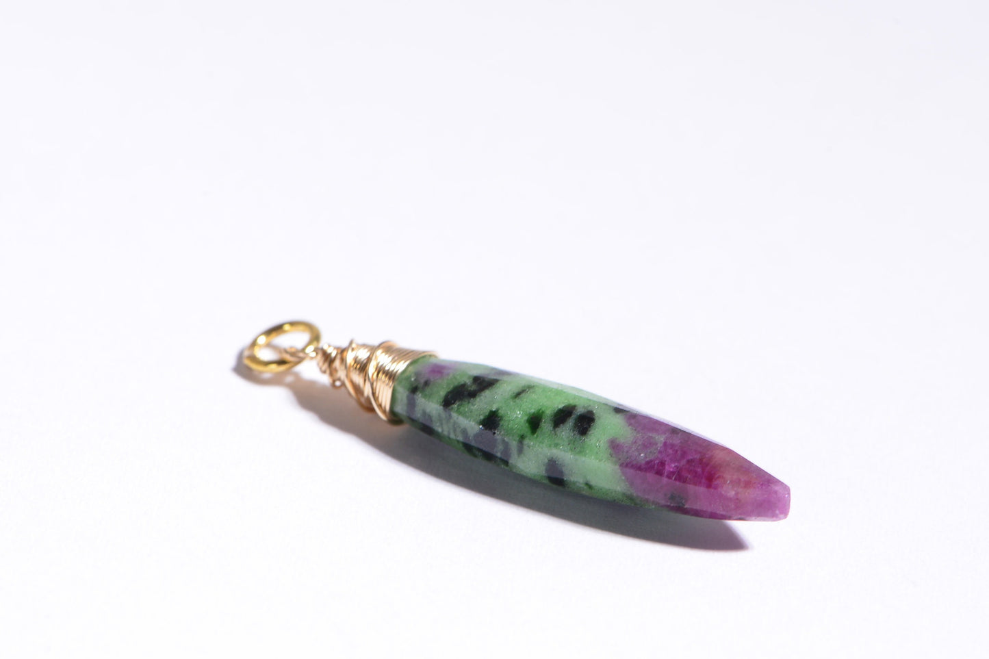 Ruby Zoisite Marquise Pendant, 14K Gold Filled Wire Wrapped Gemstone