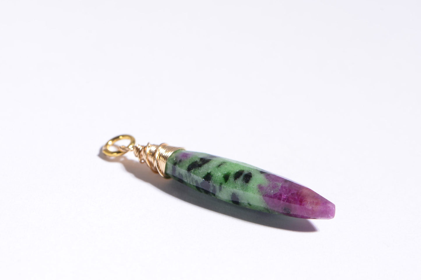 Ruby Zoisite Marquise Pendant, 14K Gold Filled Wire Wrapped Gemstone