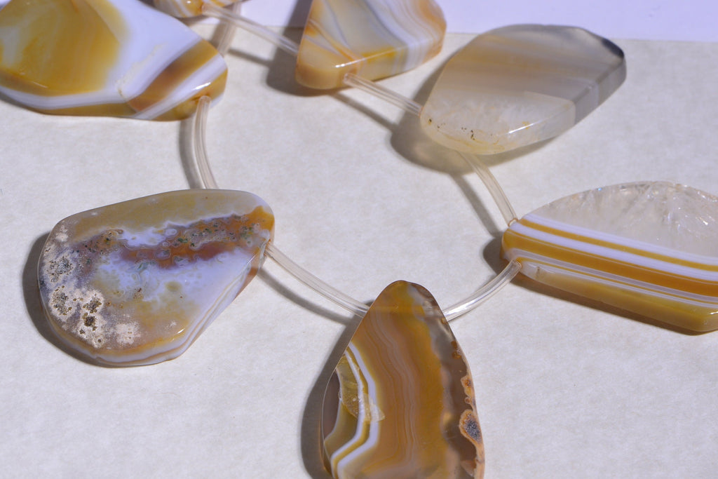 Lace Agate app.20x35x4mm 9pcs Natural Gemstone Bead Supplies Bead Supplier
