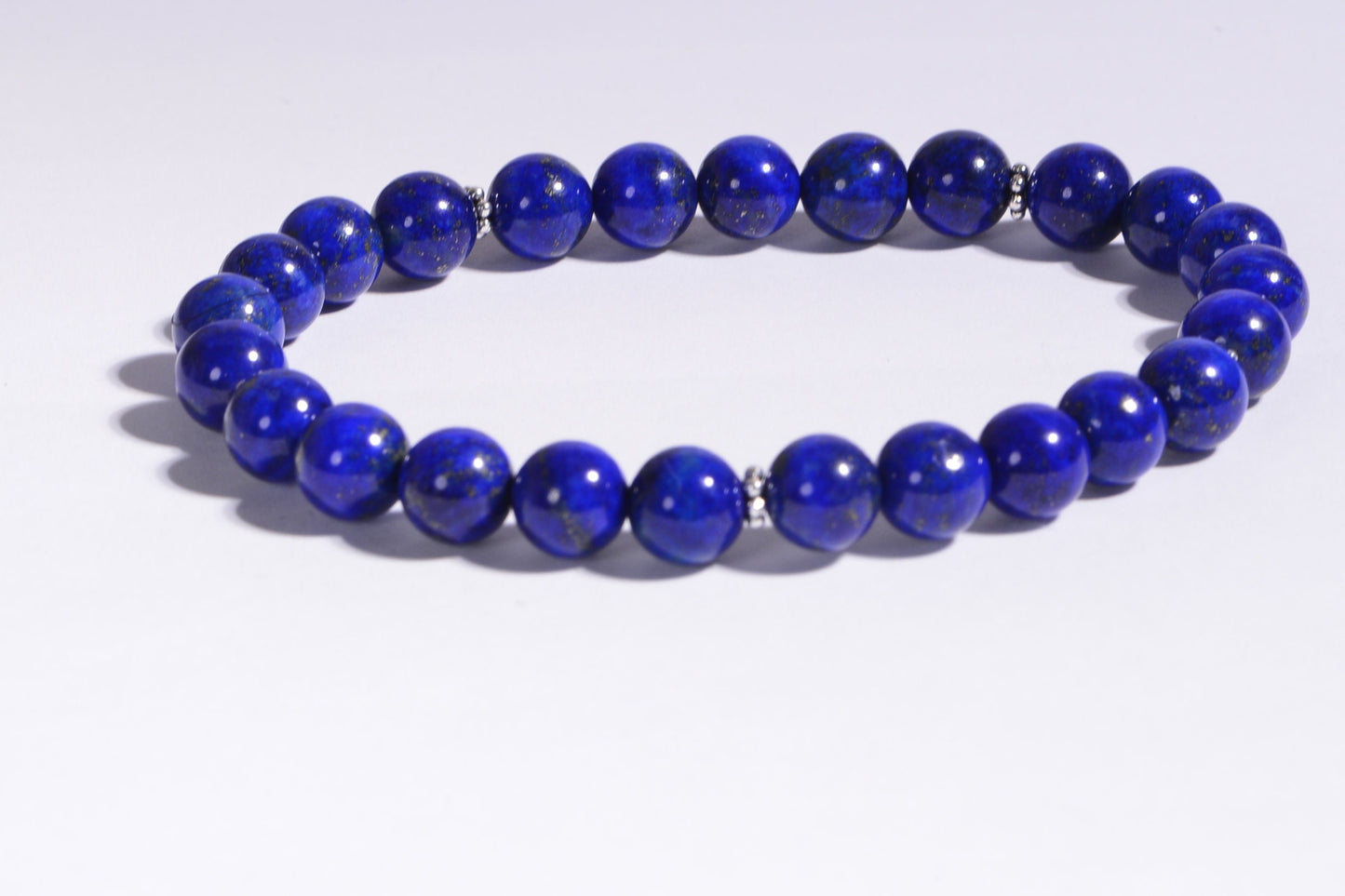AAA Lapis Lazuli Stretch Bracelet, Sterling Silver, Blue Gemstone