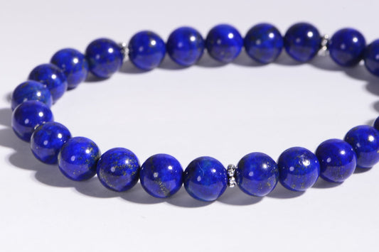 AAA Lapis Lazuli Stretch Bracelet, Sterling Silver, Blue Gemstone