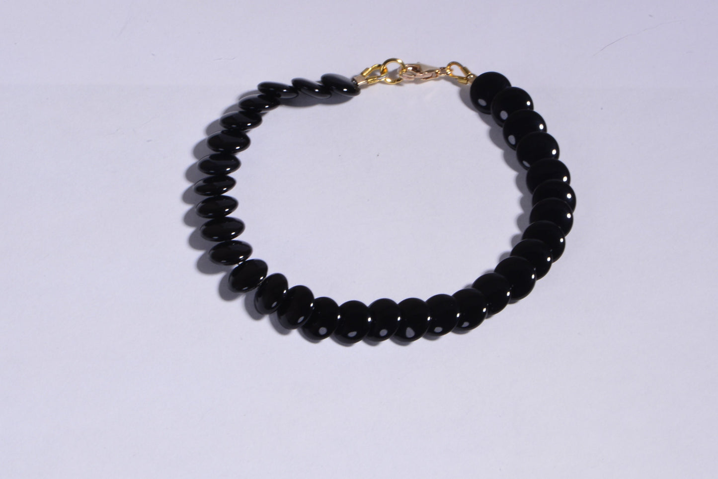Black Onyx Coin Bracelet, 14K Gold Filled Clasp