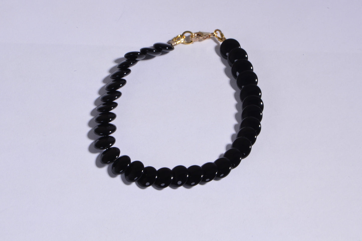 Black Onyx Coin Bracelet, 14K Gold Filled Clasp