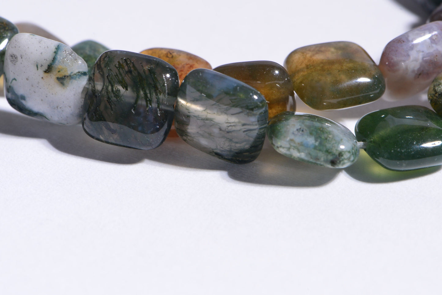 8mm Cushion Moss Agate Beads: Natural Gemstone Jewelry Supplies