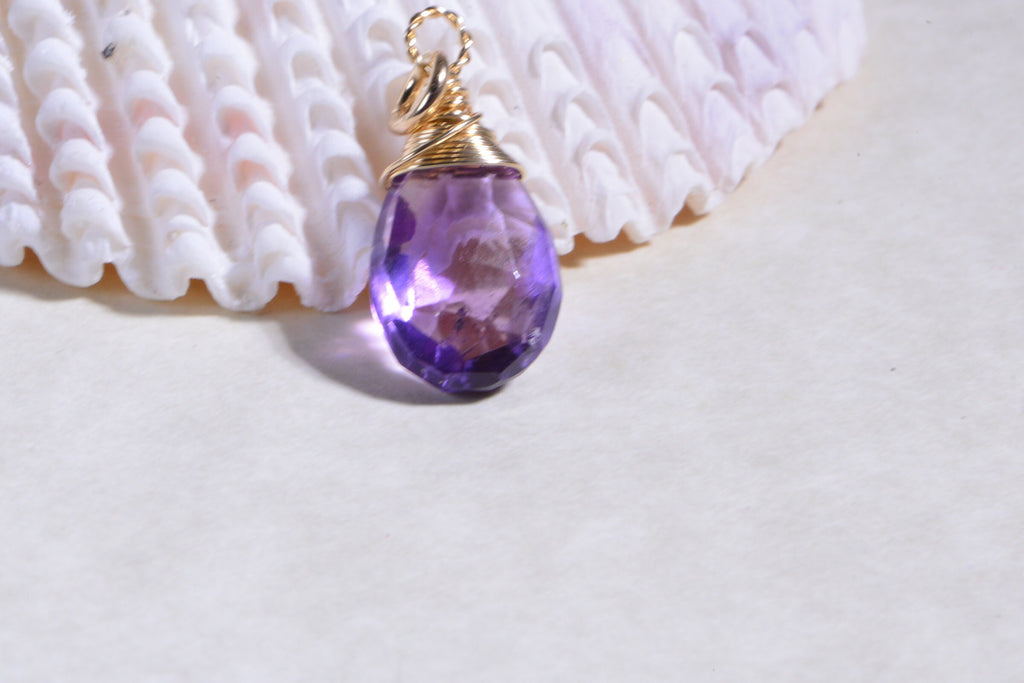 Lavender Topaz AAA Briolette: 14K Gold Filled Wire Wrapped Pendant