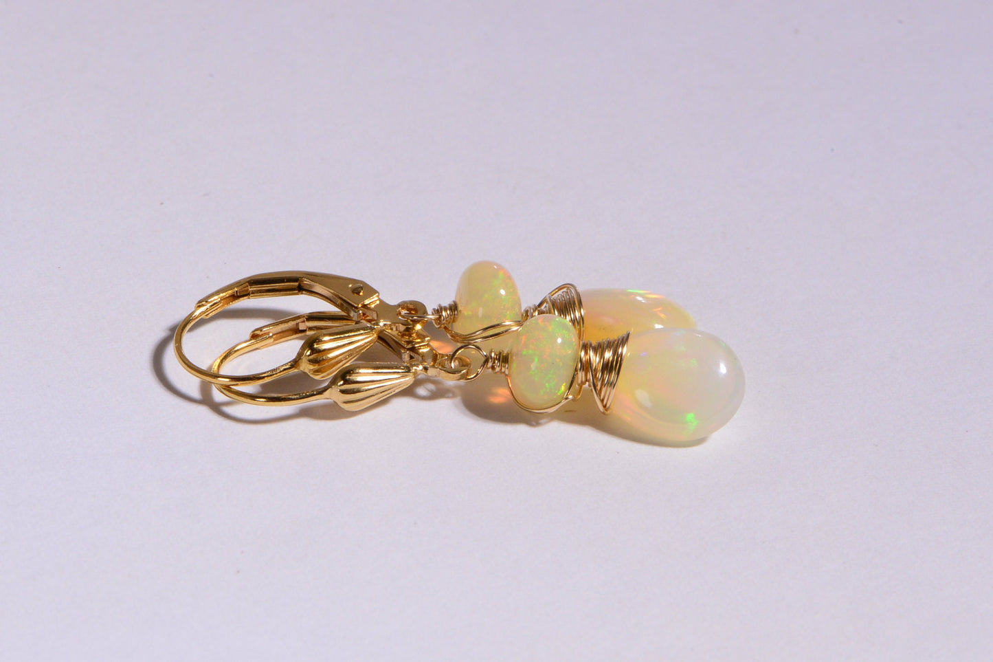 White Opal Earrings 14K Gold Filled Jewelry Birthstone October