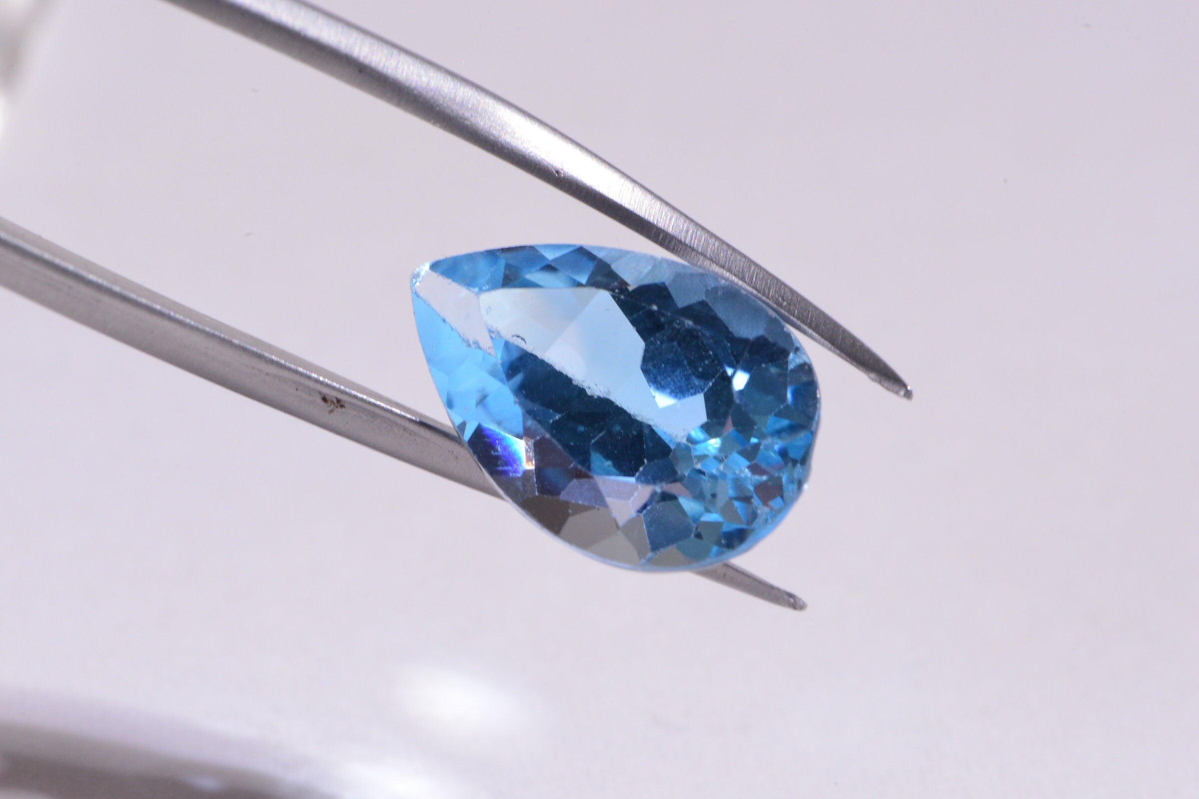 14mm Blue Topaz Pear Cut Cab for Ring Blue Teardrop Gems Faceted  Gemstone Cabochons